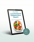 The 6-Week Insulin Resistance and Prediabetes Dinner Blueprint by Dr. Mushahid Farooqi, MD, shown on a tablet